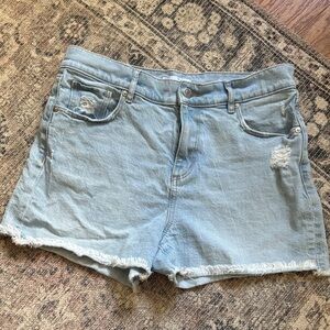 LOFT Light Wash Distressed Denim Shorts